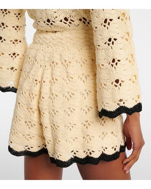 Zimmermann Natural Aster Crochet Cotton Shorts
