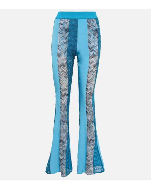 Missoni Zig-zag Knit Patchwork Pants in Blue | Lyst