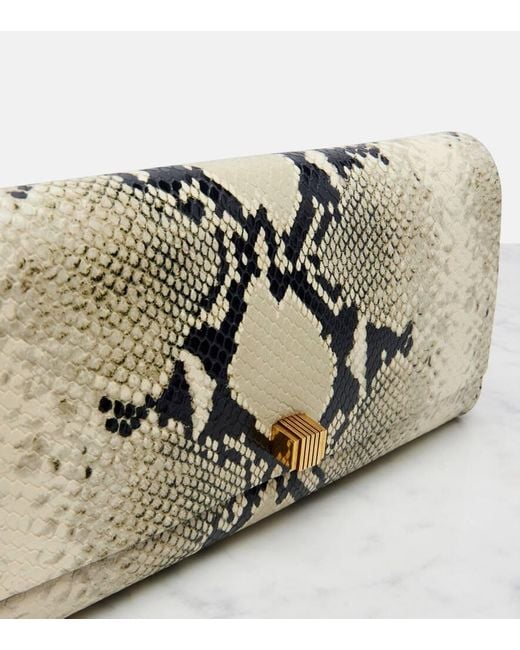Khaite Metallic Audrey Snake-Effect Leather Clutch