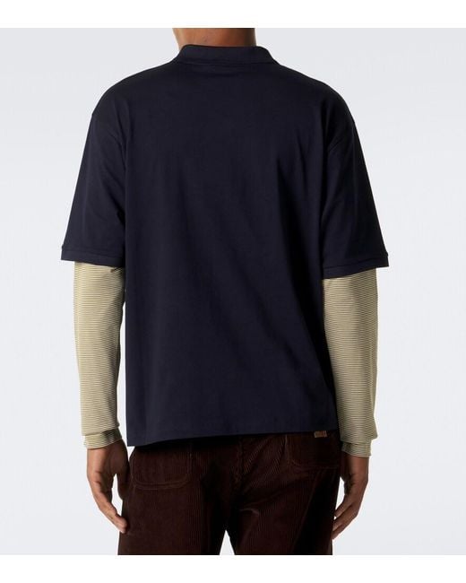 Miu Miu Blue Layered Cotton Jersey Polo Shirt for men