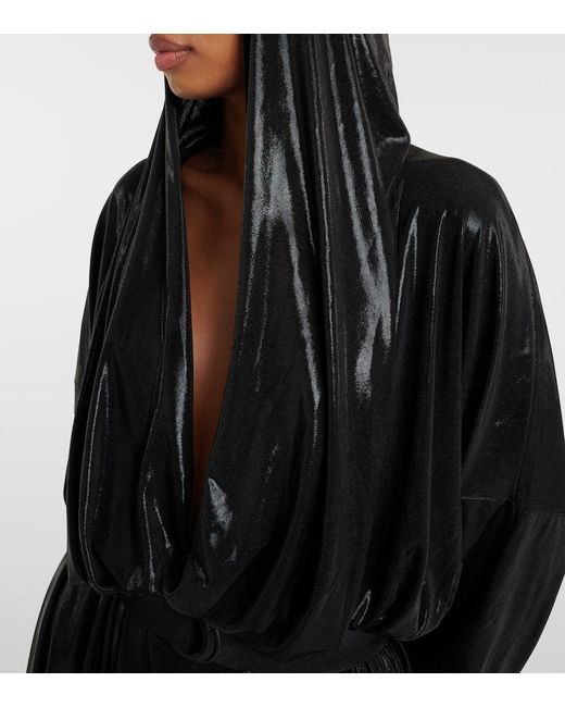 Norma Kamali Black Gathered Lame Minidress