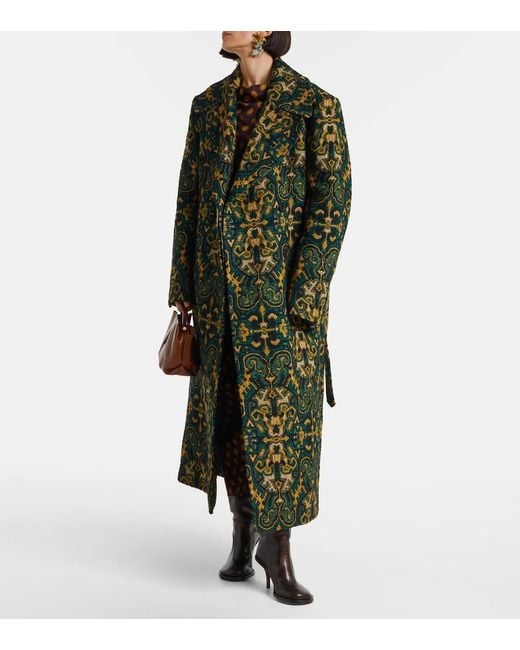 Dries Van Noten Green Rafaella Printed Coat