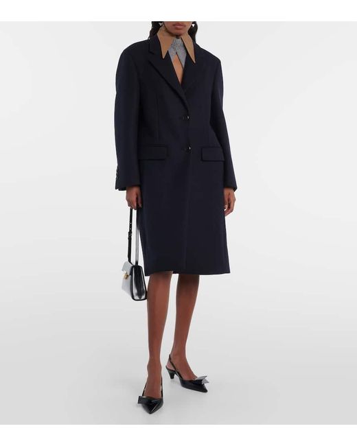 Prada Blue Mantel Aus Wolle Und Kaschmir