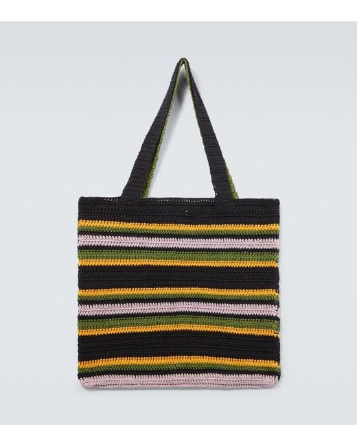 Bode Multicolor Harbor Stripe Crochet Cotton Tote Bag for men