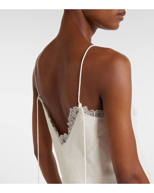 Rohe White Lace-Trimmed Satin Camisole