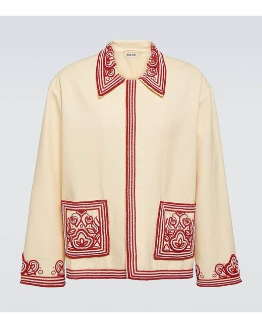 Bode Red Flora Beaded Cotton Jacket for men
