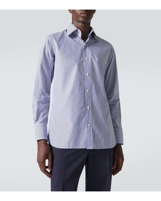 Tom Ford Blue Bengal Stripe Cotton-Blend Shirt for men