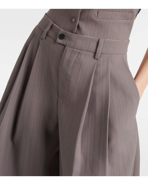 DIDU Gray Pinstripe Chain-detail Shorts