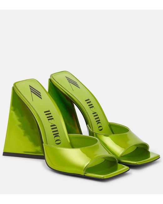The Attico Green Devon Faux Leather Mules