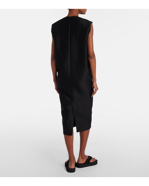 Balenciaga Black Cutout Crepe Satin Midi Dress