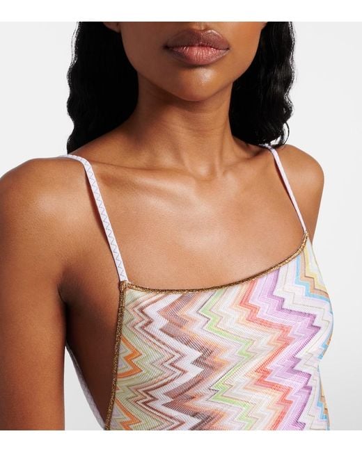 Missoni Pink Zigzag Open-Back Swimsuit