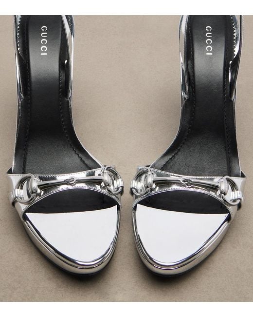 Gucci Donna Metallic Leather Platform Sandals