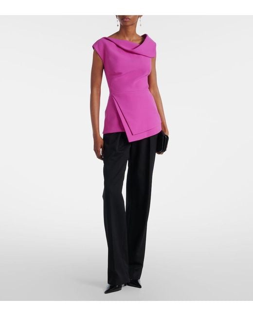 Safiyaa Purple Farrah Draped Crepe Top