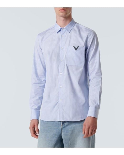 Valentino Blue Pinstripe Cotton Shirt for men
