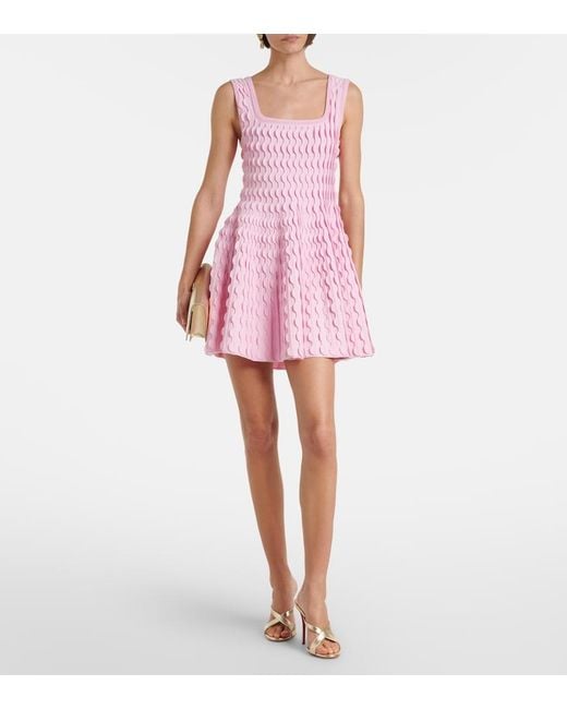 Jonathan Simkhai Pink Vanna Knitted Scalloped Minidress