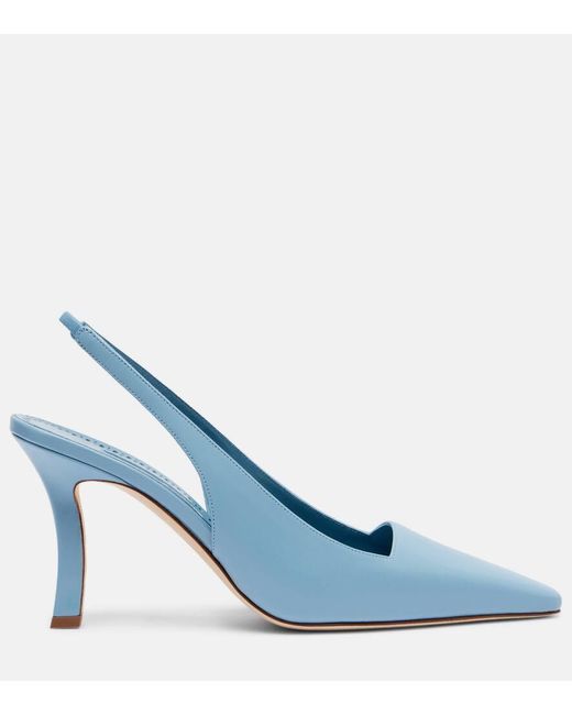 Manolo Blahnik Blue Slingback-Pumps Moirasli Aus Leder
