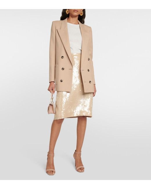 Nili Lotan Natural Bonne Sequined Midi Skirt