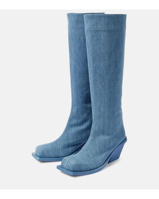 Gia Borghini Blue Blondine Denim Knee-High Boots