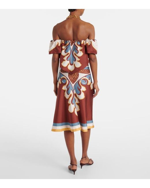 LaDoubleJ White Sand Dollar Off-Shoulder Silk Top