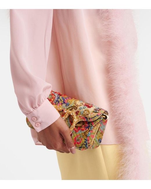 Valentino Pink Feather-Trimmed Silk Shirt