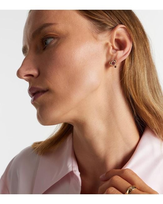 Roxanne First Pink 14Kt Single Earring With Tourmaline And Garnet
