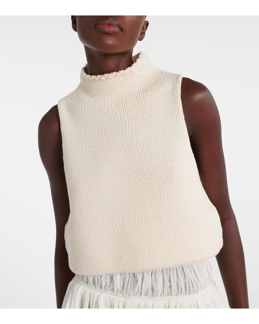 Alaïa White Cropped Cotton-Blend Top