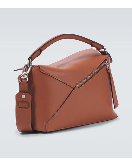 Loewe Brown Puzzle Small Leather Shoulder Bag for men