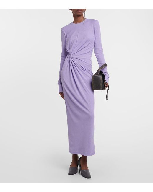 Nanushka Purple Gathered Jersey Maxi Dress