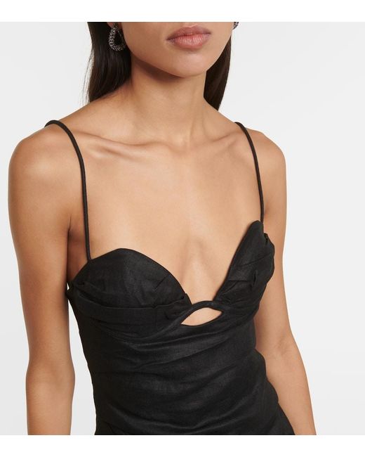 Sir Black Maxikleid Noemi Aus Leinen