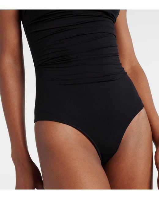 Agolde Black Gwyneth Ruched Open-Back Bodysuit