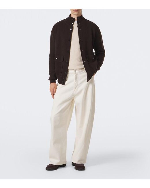 Allude Black Knitted Wool And Cashmere Cardigan for men