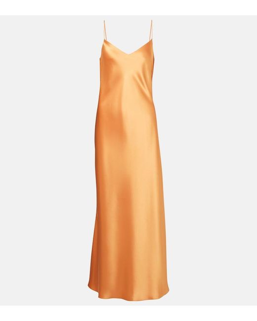 Galvan Orange Provence Satin Slip Dress