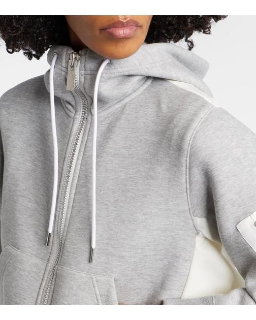 Sacai Gray Paneled Zip-Up Hoodie