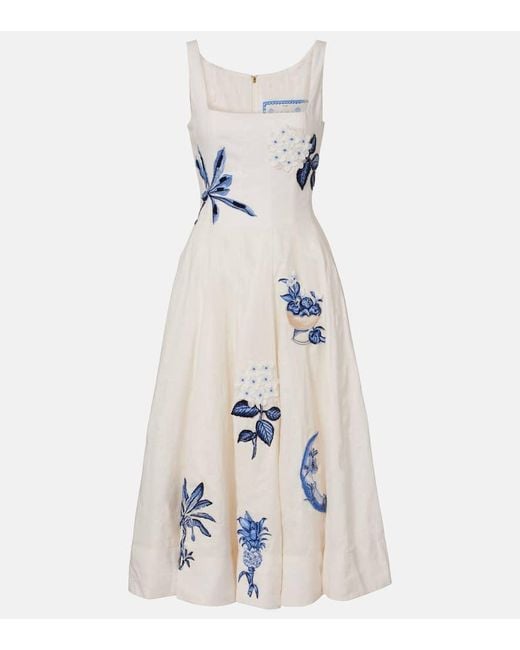 Robe Midi Frontera Wild Brodee En Lin Agua Bendita en coloris White