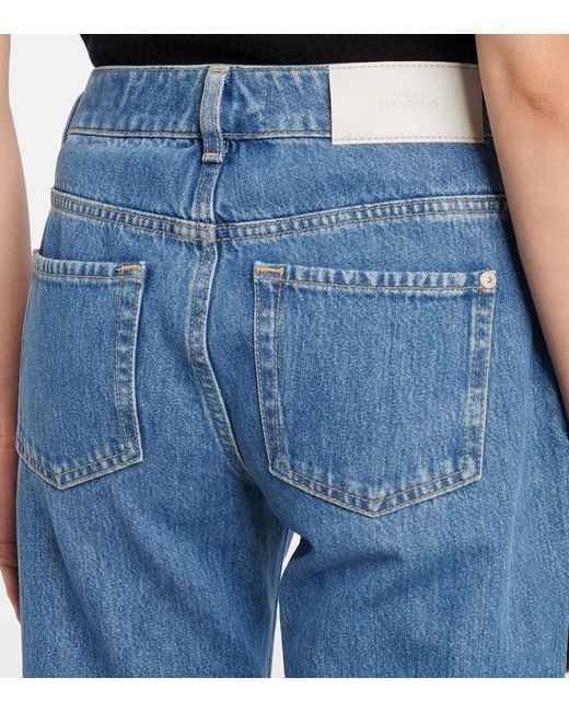 7 For All Mankind Blue Calie Embellished Cropped Straight Jeans