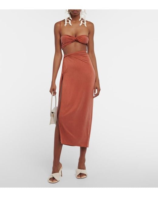 Jacquemus Brown Le Bandeau Asymmetric Top