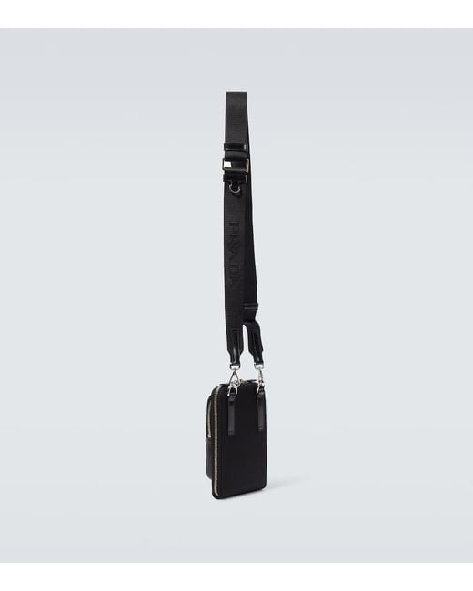 Prada Smartphone-Etui aus Re-Nylon und Leder in Black für Herren