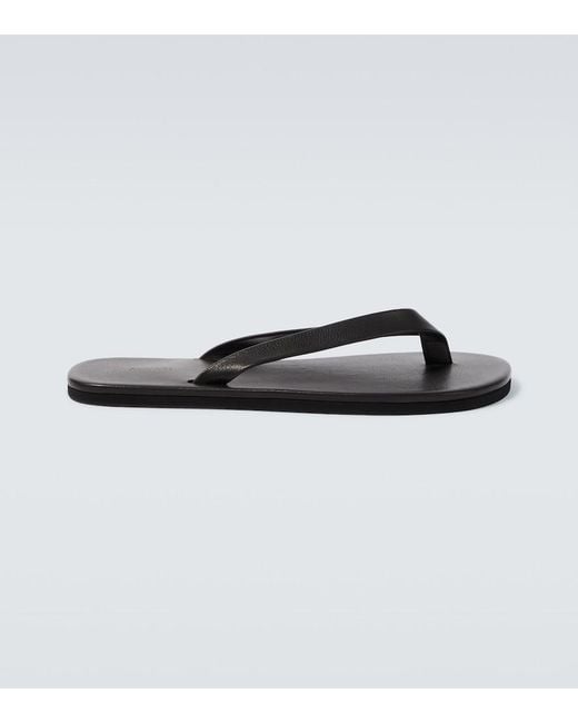 Auralee Black Leather Thong Sandals for men