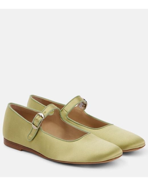 Le Monde Beryl Green Classic Satin Mary Jane Flats