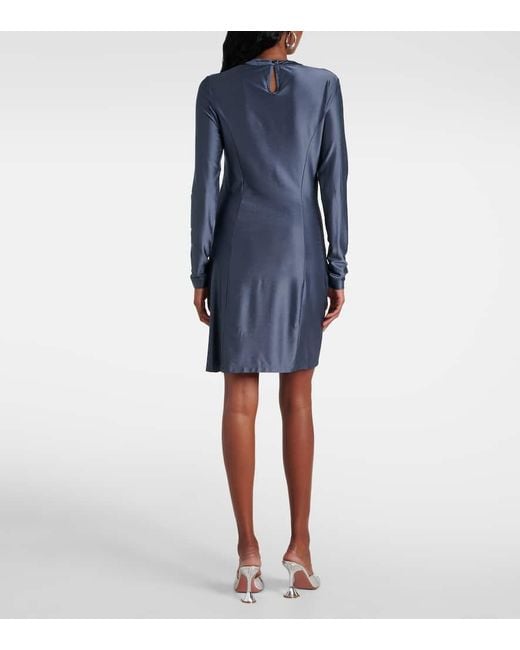 Rabanne Blue Gathered Jersey Minidress