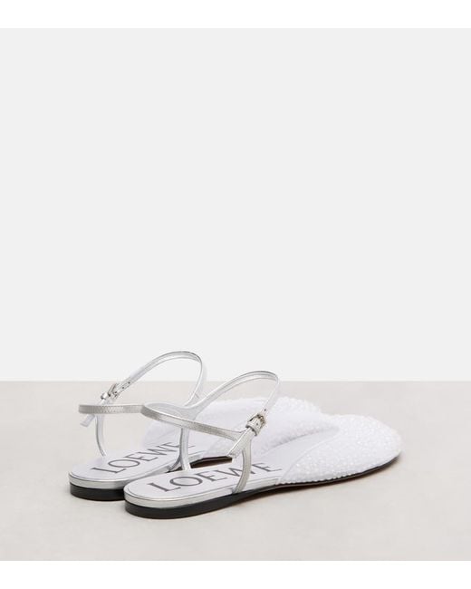 Loewe White Ballerinas Toy Aus Leder Mit Kristallen