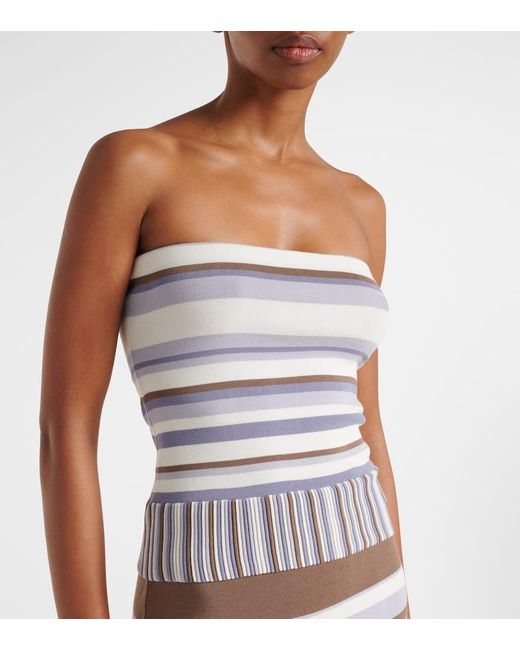 Faithfull The Brand Blue Citara Striped Cotton-Blend Tube Top