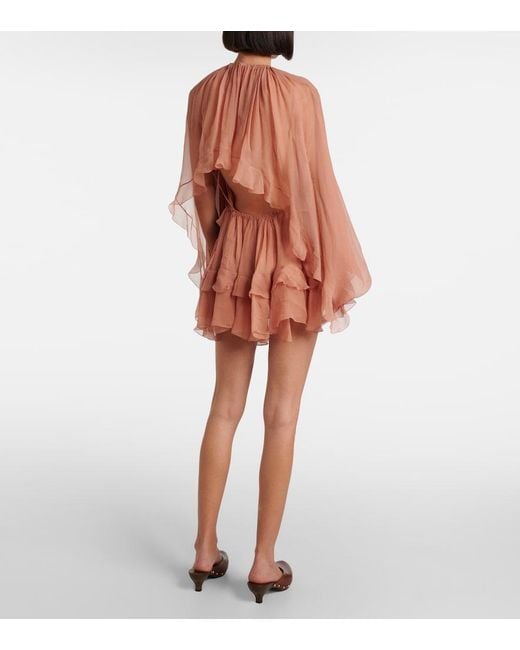 Chloé Pink Ruffled Silk Muslin Cape