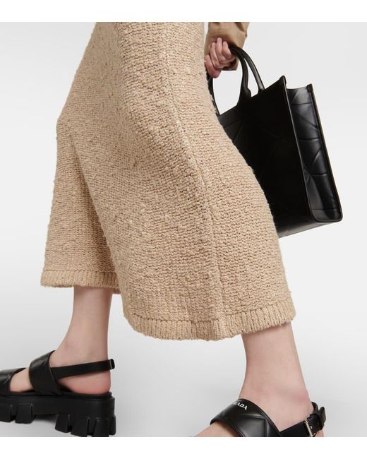 Prada Natural High-Rise Silk Midi Skirt
