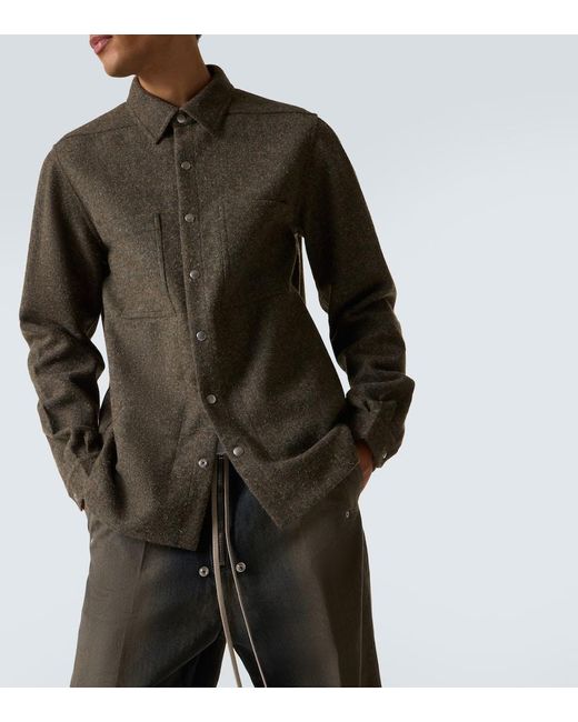 Rick Owens Green Wool Overshirt for men