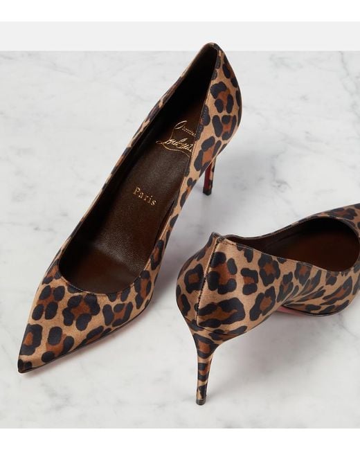 Christian Louboutin Brown Kate 85 Leopard-Print Satin Pumps