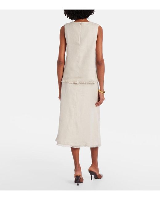 Max Mara White Fiocchi Linen And Cotton Midi Skirt