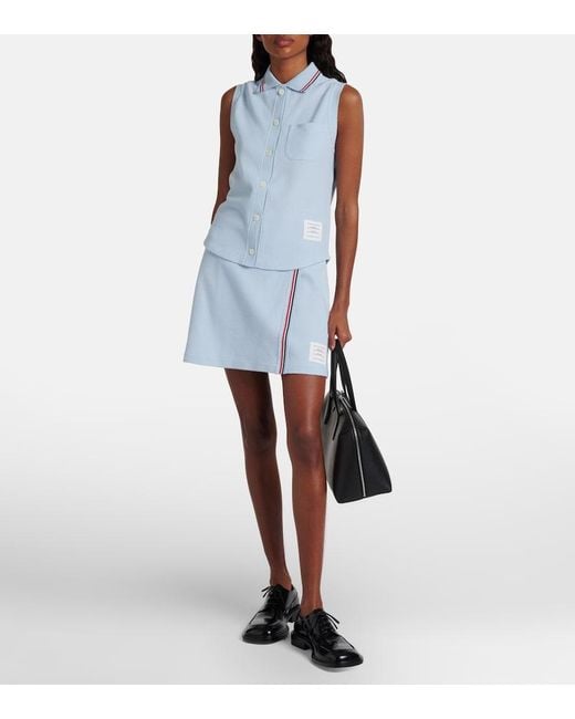 Thom Browne Blue Cotton Wrap Skirt