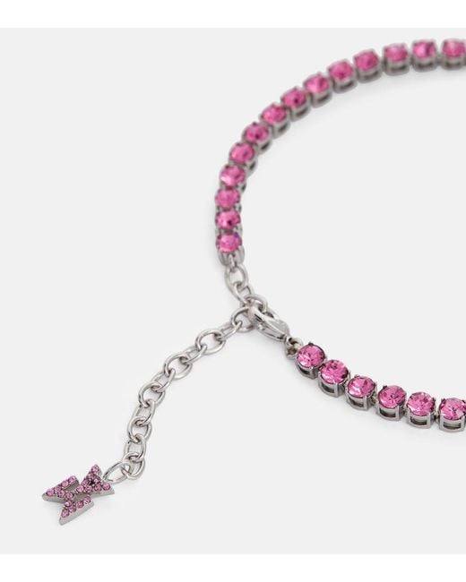 AMINA MUADDI Red Tennis Crystal-Embellished Anklet
