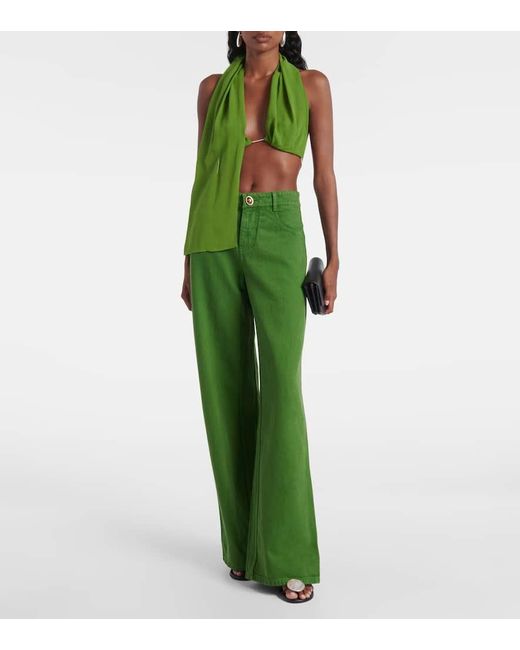 Christopher Esber Green Top Aus Seiden-Georgette